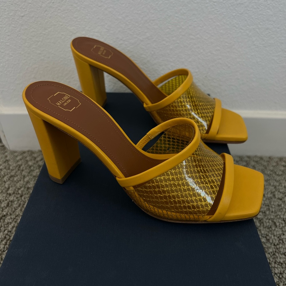 Malone Souliers Yellow Mules with Block Heel